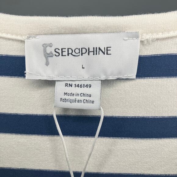 NWT SERAPHINE Maternity Short Sleeve Stripe Nursing Tee Snap Sides Large - Picture 4 of 7